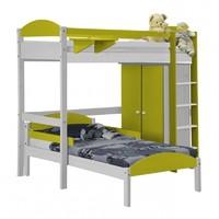 Maximus L Shape Whitewash Long High Sleeper Set 1 with Lime