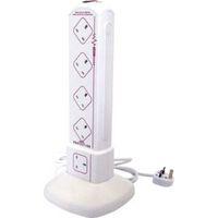 Masterplug 10 Socket 13 A Internal Power Tower 2m White