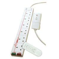 Masterplug 6 Socket 13 A Internal Extension Lead with Remote 2m White