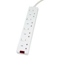 masterplug 4 socket 10 a internal switched extension lead 2m white