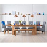 Madrid 200cm Extending Solid Oak Dining Table with Bench and Kentucky Chairs