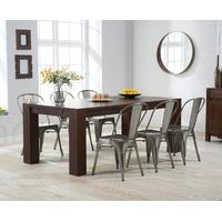 Madrid 200cm Dark Oak Extending Dining Table with Tolix Industrial Style Dining Chairs