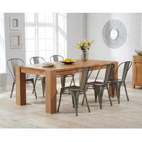 Madrid 200cm Oak Extending Dining Table with Tolix Industrial Style Dining Chairs