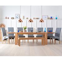 madrid 200cm solid oak extending dining table with bench and cannes ch ...
