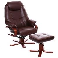 macau swivel chair and footstool in nut brown