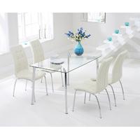 Malia 130cm Glass Dining Table with Cream Calgary Chairs