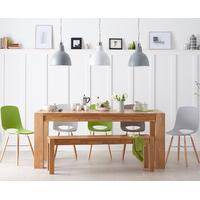 madrid 200cm solid oak dining table with nordic wooden leg chairs and  ...