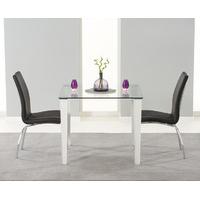 Madison 90cm Clear Glass Dining Table with Black Cavello Chairs