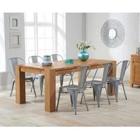 madrid 200cm oak extending dining table with tolix industrial style di ...