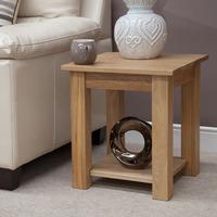 Marseille Solid Oak Square Lamp Table with Shelf