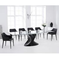 Majorca 180cm Black Extending Glass Dining Table with Cuba Chairs
