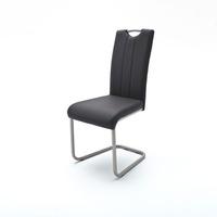 marie cantilever dining chair in black pu leather and steel legs