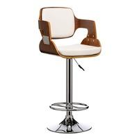 Maddison Bar Stool In White And Walnut With Chrome Base