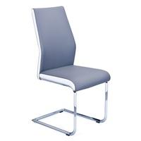 Marine Dining Chair In Grey And White PU Leather And Chrome Base