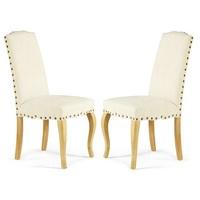Madeline Dining Chair In Pearl Fabric And Oak Legs in A Pair