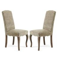 Madeline Dining Chair In Bark Fabric And Walnut Legs in A Pair