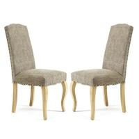 Madeline Dining Chair In Bark Fabric And Oak Legs in A Pair