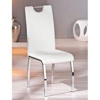 Martini Dining Chair In White Faux Leather With Chrome Base