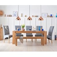 Madrid 200cm Solid Oak Dining Table With Benches And Cannes Chairs