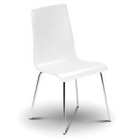 mandy dining chair in white with chrome legs