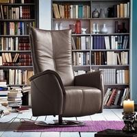 Martin Reclining Chair In Brown Leather And Chrome Base