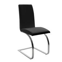 maui black pu dining chair with silver finish legs