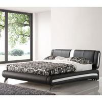 Malmo King Size Bed In Black Faux Leather With Chrome Legs