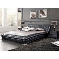 Mason King Size Bed In Black Faux Leather With Chrome Plated