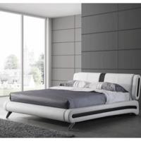 Malmo King Size Bed In White Faux Leather With Chrome Legs