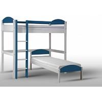 Maximus L Shape Whitewash Long High Sleeper with Blue