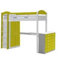 Maximus Long Whitewash High Sleeper Set 2 with Lime