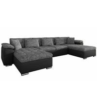 Madlen Corner Sofa Bed In Grey And Black With Chrome Base