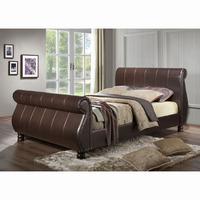 Marseille Modern 5\' Bed in Brown Faux Leather