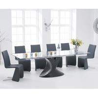 majorca 180cm grey extending glass dining table with ibiza chairs