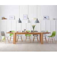 madrid 200cm solid oak extending dining table with nordic wooden leg c ...