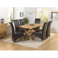 Mark Harris Avignon Solid Oak 165cm Extending Dining Set with 6 Barcelona Brown Dining Chairs