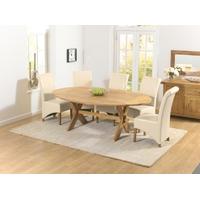 Mark Harris Avignon Solid Oak 165cm Extending Dining Set with 6 Barcelona Cream Dining Chairs