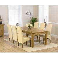 Mark Harris Rustique Solid Oak 220cm Extending Dining Set with 6 Roma Cream Dining Chairs