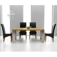 Mark Harris Knightsbridge Oak 180cm Extending Dining Set with 4 Roma Black Dining Chairs