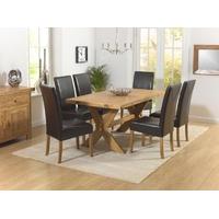 Mark Harris Avignon Solid Oak 165cm Extending Dining Set with 6 Rustique Brown Dining Chairs