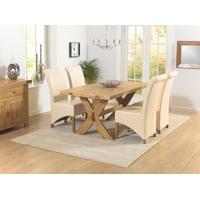 Mark Harris Avignon Solid Oak 165cm Extending Dining Set with 4 Barcelona Cream Dining Chairs
