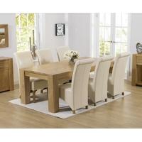 Mark Harris Tampa Solid Oak 220cm Dining Set with 6 Barcelona Cream Dining Chairs