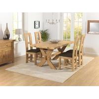 Mark Harris Avignon Solid Oak 165cm Extending Dining Set with 4 John Louis Brown Dining Chairs