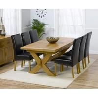 Mark Harris Avignon Solid Oak 200cm Extending Dining Set with 6 Rustique Brown Dining Chairs