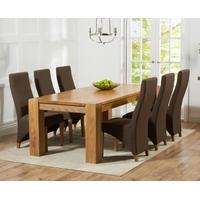 Mark Harris Tampa Solid Oak 180cm Dining Set with 6 Harley Cinnamon Dining Chairs