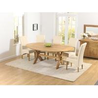 Mark Harris Avignon Solid Oak 165cm Extending Dining Set with 6 Roma Cream Dining Chairs