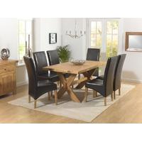 Mark Harris Avignon Solid Oak 165cm Extending Dining Set with 6 Roma Brown Dining Chairs