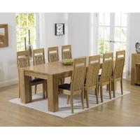 Mark Harris Tampa Solid Oak 220cm Dining Set with 8 Monte Carlo Brown Dining Chairs