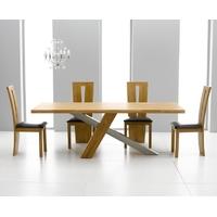 Mark Harris Montana Solid Oak and Metal 225cm Dining Set with 4 Arizona Brown Dining chairs