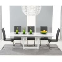 Mark Harris Beckley White High Gloss Dining Set with 6 Grey Malibu Dining Chairs